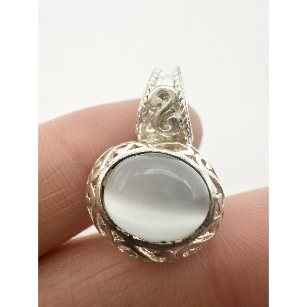 925 Sterling Silver Filigree Cabochon Stone Pendant